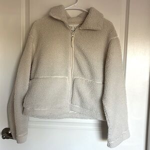 H&M white teddy jacket